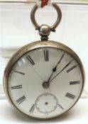 A third quarter of the 20th Century Silver key wind Pocket Watch, the fusee movement numbered