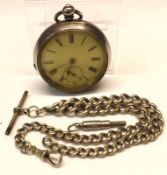 A last quarter of the 19th Century Silver Cased Open Face Pocket Watch, lever movement to a white