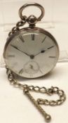 A mid-19th Century Silver cased mid size Open faced Pocket Watch, unsigned, 6572, the frosted and