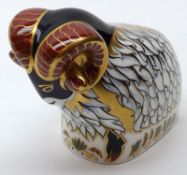 A Royal Crown Derby Paperweight “Derby Ram”, boxed, 3” high