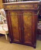 A Victorian Mahogany and Walnut Veneered Side Cabinet, the top with one full length drawer with