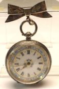 A last quarter of the 19th Century Silver Cased Open Face Fob Watch, unsigned lever movement to a