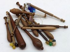 A bag: various assorted Wooden Lace Bobbins