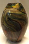 A modern Murano Studio Glass globular Vase, decorated with a multi-coloured abstract design, 11 ½”