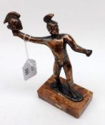 A 20th Century Copper Model of a Gladiator on marble plinth, 7” high