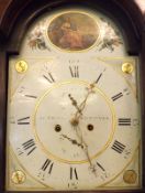 A 19th Century Mahogany Longcase Clock, broken arch pediment and inlaid case, arch painted dial with