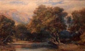 DAVID COX JNR, SIGNED AND DATED 1851, WATERCOLOUR, Wooded River Landscape, 14” x 21”