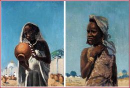 INDISTINCTLY SIGNED, PAIR OF OILS ON PANEL, North African Figures, 10” x 8” (2)