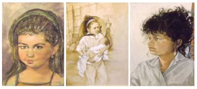 DOROTHY SPINK, SIGNED, TWO PASTELS AND ONE OIL, Portrait Studies, assorted sizes (3)