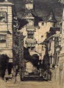 DAVID YOUNG CAMERON, BLACK AND WHITE ETCHING, Amboise, 10” x 6”