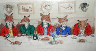 AFTER HARRY B NEILSON, WATERCOLOUR, “Mr Fox’s Hunt Breakfast on Xmas Day” (copied from Penny