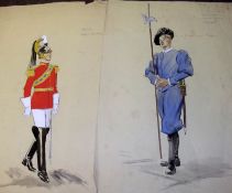 HELEN MORLEY, ONE SIGNED, TWO WATERCOLOURS, Inscribed “Vatican Nobel Guard” and “Swiss Guard,