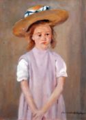 FOSTER SMITH, OIL ON CANVAS, SIGNED LOWER RIGHT, Child in a Straw Hat – After Mary Cassatt, 21” x 15