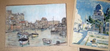 J M HOUSTON, SIGNED, PASTEL, Mevagissey Harbour, 10” x 14 ½”; together with L W SIMPSON, SIGNED,
