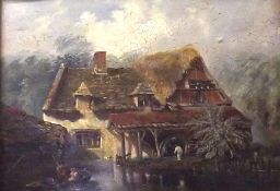 UNSIGNED, OIL ON BOARD, Inscribed verso “Summertime at Scotts Mill”, 8” x 11”