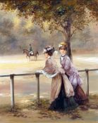 LUCIA SARTO, SIGNED, OIL ON CANVAS, Inscribed verso “Day In The Park”, 23” x 19”