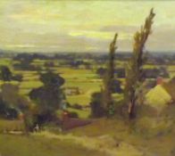ATTRIBUTED TO FRANK DEAN, OIL ON BOARD, INSCRIBED IN PENCIL VERSO, Open Landscape, 19” x 20 ½”