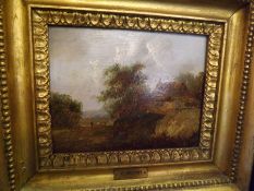 CHARLES MORRIS, SIGNED AND INDISTINCTLY DATED, OIL ON PANEL, Drover with Cattle in Rural