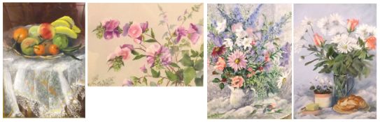 DOROTHY SPINK, SIGNED, GROUP OF FOUR PASTELS/OILS, Mainly Still Life and Floral Studies, assorted