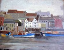 W ERIC THORP, SIGNED, OIL ON BOARD, Inscribed verso “Silvertown”, 7 ½” x 9”