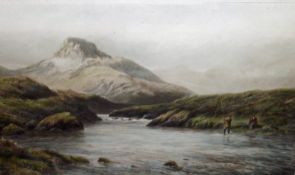 AFTER DOUGLAS ADAMS, COLOURED PHOTOGRAVURE, PUBLISHED 1903, “A Tight Line, Connemara”, 15” x 24”