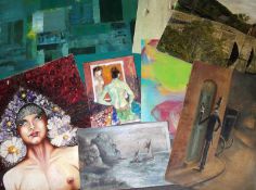 LARGE FOLDER OF ASSORTED OILS, mostly modern, some Abstract Studies, Landscapes etc