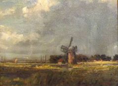 B G BAYLISS, SIGNED, OIL ON BOARD, Inscribed verso “Mill on Horsey Gap”, 13” x 16”