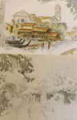 FRANKLIN WHITE, SIGNED, MONOTONE WATERCOLOUR, 9 ½” x 12 ½”; together with one further Watercolour by