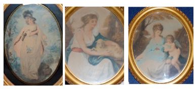 SET OF THREE 19TH CENTURY, COLOURED STIPPLE ENGRAVINGS, including “The Rt Honble. The Marchioness of