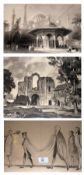 AFTER L R SQUIRRELL, GROUP OF NINE BLACK AND WHITE PRINTS, Four of the Market Cross at Wymondham and