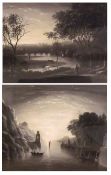 W M PRICE, INSCRIBED TO LABELS VERSO, PAIR OF PASTELS, “Evening, Clewydd Cathedral” and “Sunrise