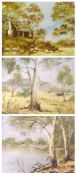 R REYNOLDS, SIGNED, THREE OILS ON BOARD, Australian Landscapes; together with two further OILS