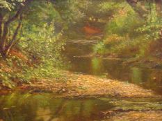 J MCINTYRE, SIGNED, PAIR OF OILS ON CANVAS, Inscribed verso to both “Brent Brook”, 11” x 23” (2)