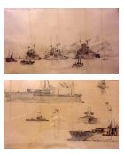 ATTRIBUTED TO NORMAN WILKINSON, PAIR OF PENCIL SKETCHES, One Inscribed “Advance on 21st August,