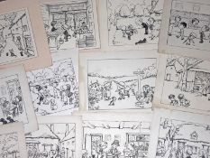 PACKET OF THIRTEEN PEN AND INK DRAWINGS, Illustrations for a Children’s Book, assorted sizes (13)