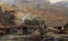 CHARLES DAVIDSON, RWS, SIGNED, WATERCOLOUR, Scottish Highland Scene, 14 ½” x 23”