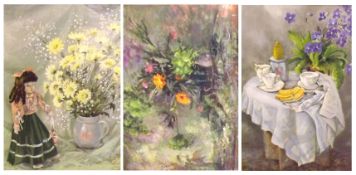 DOROTHY SPINK, SIGNED, GROUP OF FOUR PASTELS, Floral Studies, assorted sizes (4)