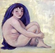 UNSIGNED, CONTE DRAWING, Seated Monksl W MANN, SIGNED, OIL ON CANVAS, Street in Winter; together