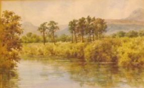 P DERWIN, SIGNED, WATERCOLOUR, River Landscape, 9 ½” x 14”
