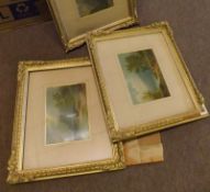 SET OF THREE VICTORIAN GILT GESSO WATERCOLOUR FRAMES WITH LEAF DECORATION CORNERS, 10” x 13” (3)