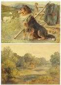 E COUSENS, SIGNED AND DATED 1896, WATERCOLOUR, Collie Dog, 5” x 6”; together with three further