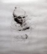 SIDNEY TUSHINGHAM, SIGNED IN PENCIL TO MARGIN, BLACK AND WHITE ETCHING, Young Child Seated, 11” x