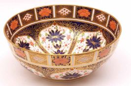 A 20th Century Royal Crown Derby Round Bowl, typically decorated in gilt highlighted Imari type
