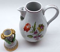 A Villeroy & Boch floral decorated Jug; together with a further small Meissen Vase, Spill Vase or