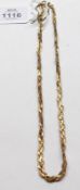 A hallmarked 18ct Gold Fancy “S” link triple strand Necklet, 40cm long and weighing approximately 13