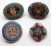 A Mixed Lot of early/mid-20th Century gilt metal Micro-Mosaic Brooches
