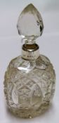 A late Victorian flask shaped Scent Bottle, with hobnail and diamond cutting, facetted stopper,