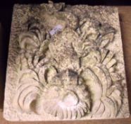 A French  Stone Wall Fountain, modelled as a Mythological Fish of rectangular form, 12” x 13”