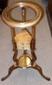A Mahogany Wig Stand, the round bowl holding top section to a central triangular section with single