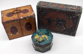 Three Vintage Tins comprising of a William Crawford Biscuit Tin in the form of a Georgian Tea Caddy;